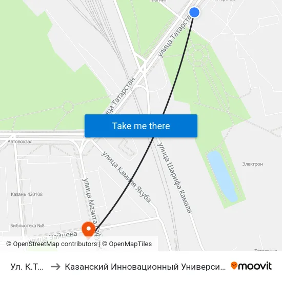 Ул. К.Тинчурина to Казанский Инновационный Университет Имени В.Г Тимирясова (Иэуп) map