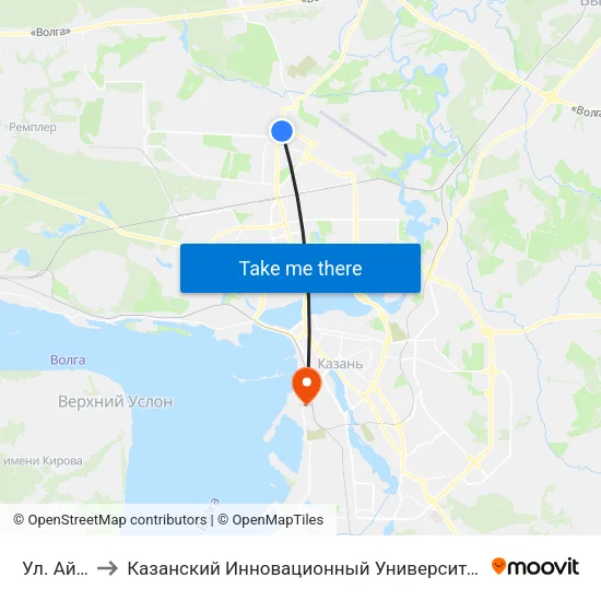 Ул. Айдарова to Казанский Инновационный Университет Имени В.Г Тимирясова (Иэуп) map