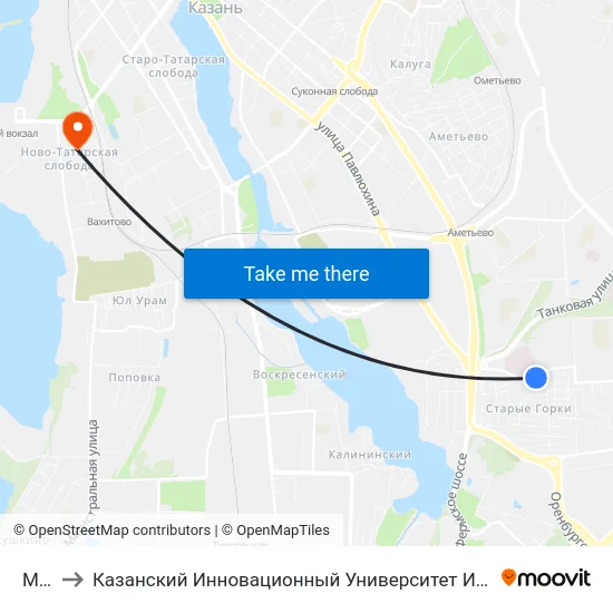 Мкдц to Казанский Инновационный Университет Имени В.Г Тимирясова (Иэуп) map