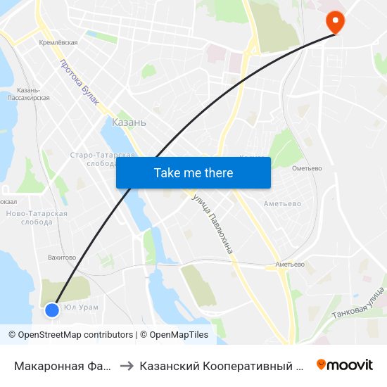 Макаронная Фабрика to Казанский Кооперативный Институт map