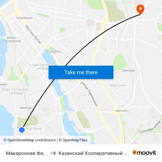 Макаронная Фабрика to Казанский Кооперативный Институт map