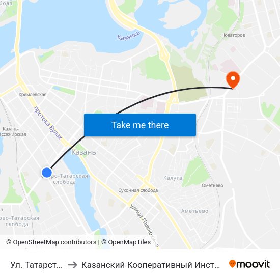 Ул. Татарстан to Казанский Кооперативный Институт map