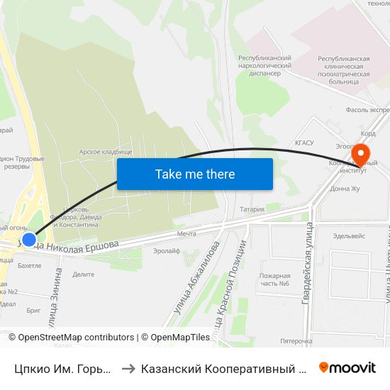 Цпкио Им. Горького-3 to Казанский Кооперативный Институт map