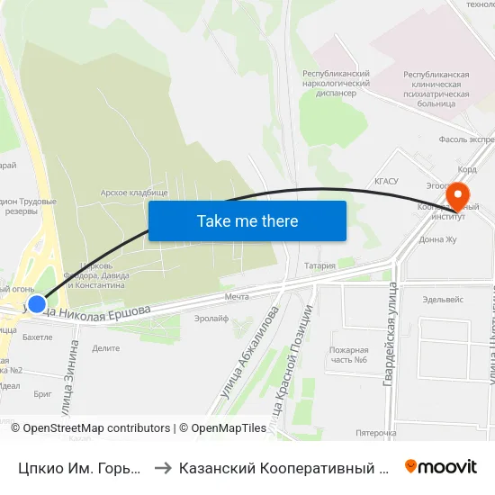 Цпкио Им. Горького-3 to Казанский Кооперативный Институт map