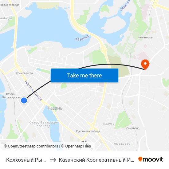 Колхозный Рынок-5 to Казанский Кооперативный Институт map