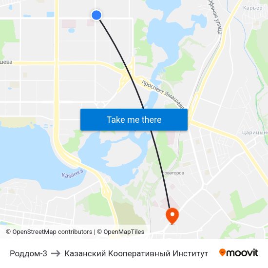 Роддом-3 to Казанский Кооперативный Институт map