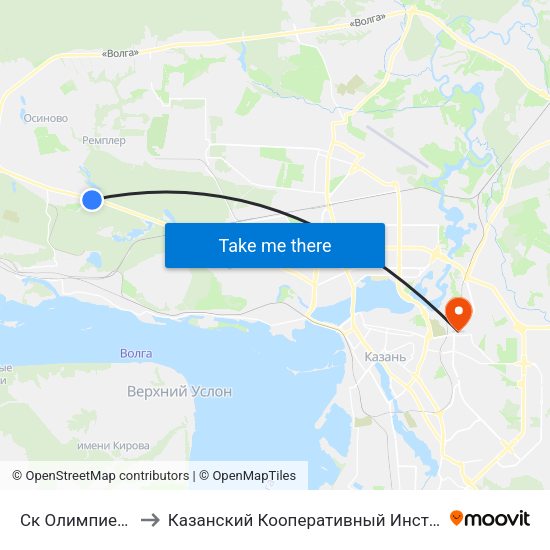 Ск Олимпиец-1 to Казанский Кооперативный Институт map
