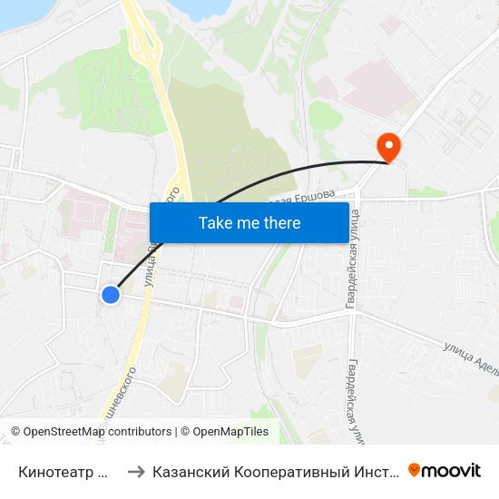 Кинотеатр Мир to Казанский Кооперативный Институт map