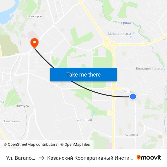 Ул. Вагапова to Казанский Кооперативный Институт map