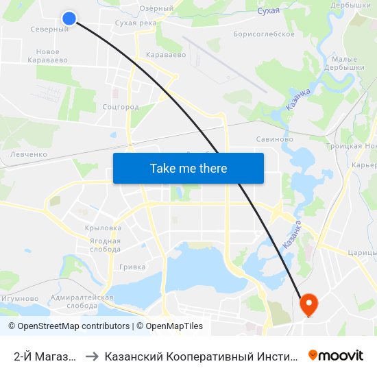 2-Й Магазин to Казанский Кооперативный Институт map
