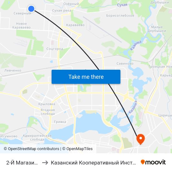 2-Й Магазин-1 to Казанский Кооперативный Институт map