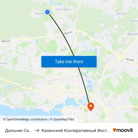 Дальние Сады to Казанский Кооперативный Институт map