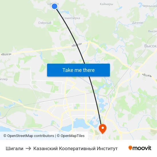 Шигали to Казанский Кооперативный Институт map
