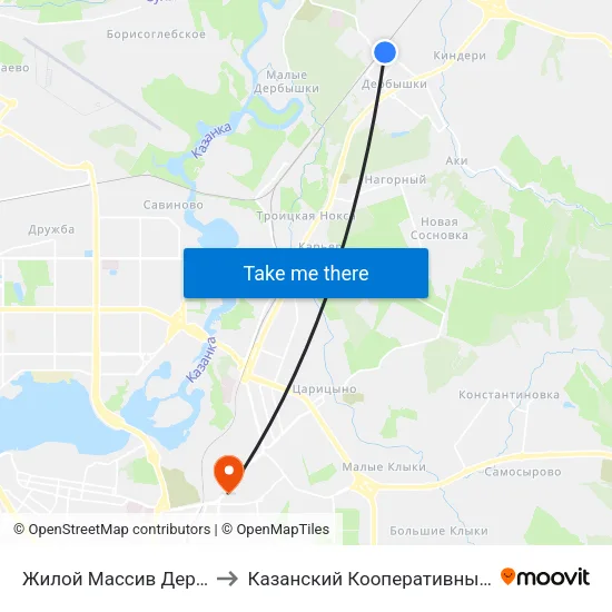 Жилой Массив Дербышки-1 to Казанский Кооперативный Институт map