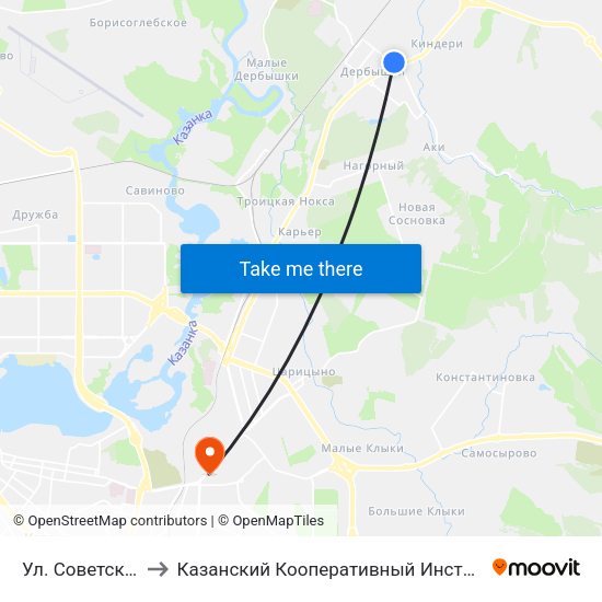 Ул. Советская to Казанский Кооперативный Институт map
