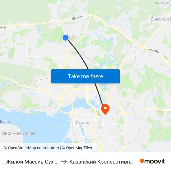 Жилой Массив Сухая Река-1 to Казанский Кооперативный Институт map