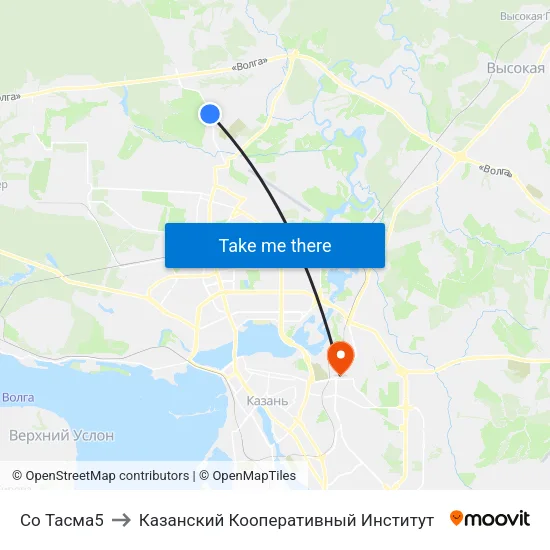Со Тасма5 to Казанский Кооперативный Институт map
