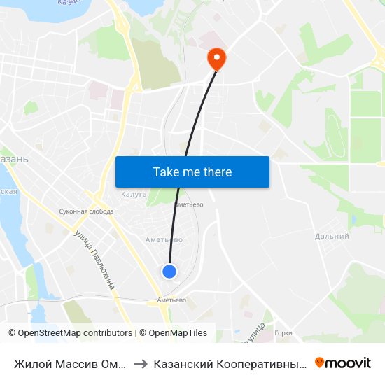 Жилой Массив Ометьево-1 to Казанский Кооперативный Институт map