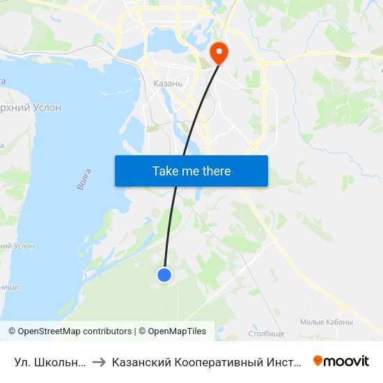Ул. Школьная to Казанский Кооперативный Институт map