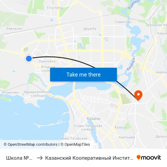 Школа №70 to Казанский Кооперативный Институт map