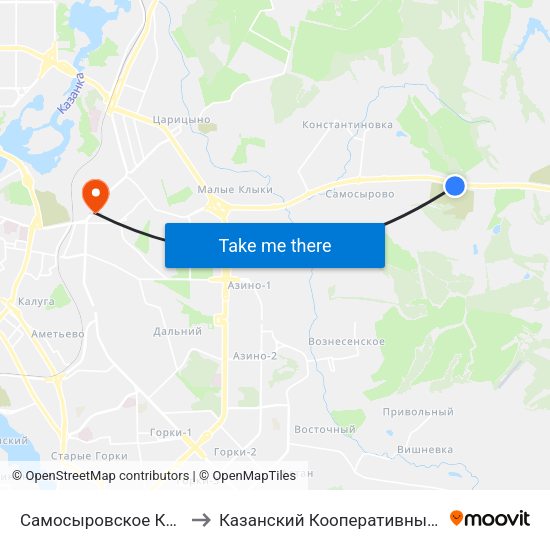 Самосыровское Кладбище to Казанский Кооперативный Институт map