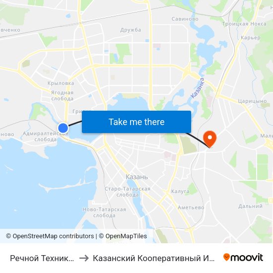 Речной Техникум-2 to Казанский Кооперативный Институт map
