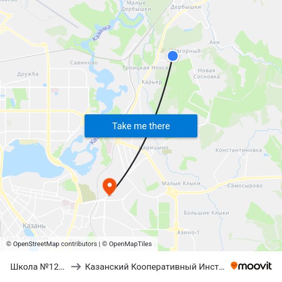 Школа №124-1 to Казанский Кооперативный Институт map