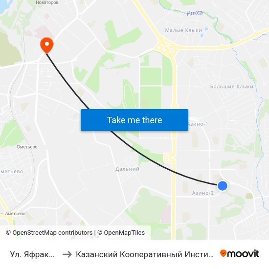 Ул. Яфраклы to Казанский Кооперативный Институт map