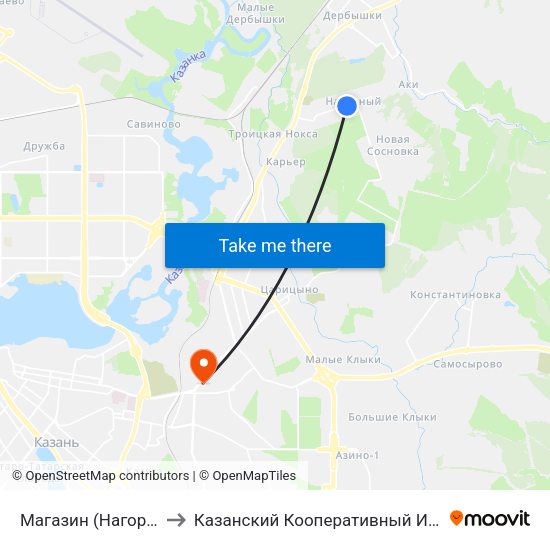 Магазин (Нагорный) to Казанский Кооперативный Институт map