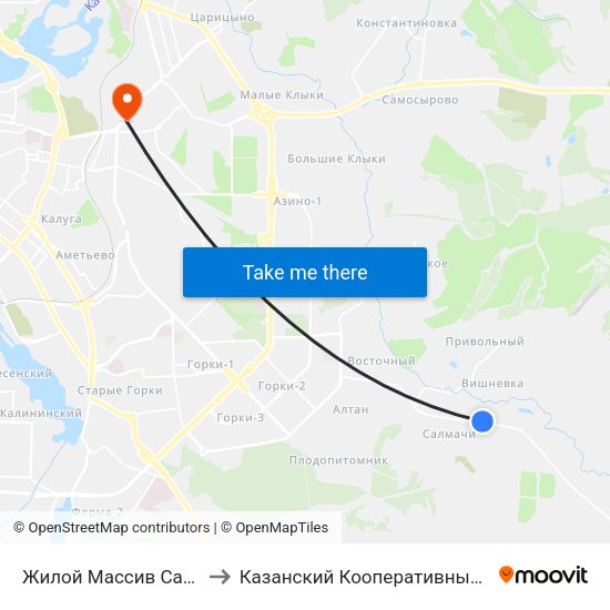 Жилой Массив Салмачи-1 to Казанский Кооперативный Институт map