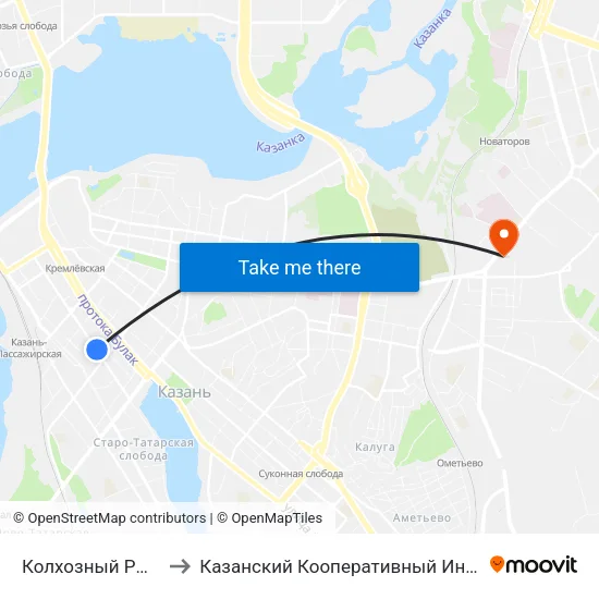 Колхозный Рынок to Казанский Кооперативный Институт map