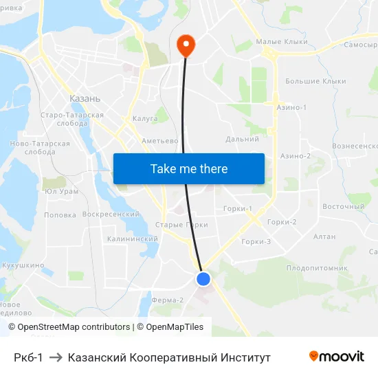 Ркб-1 to Казанский Кооперативный Институт map