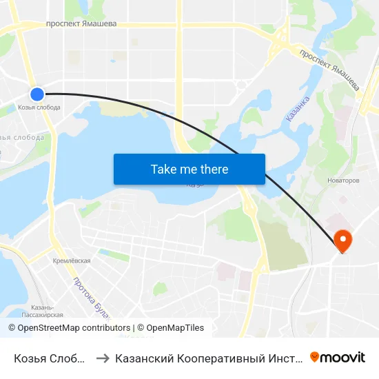 Козья Слобода to Казанский Кооперативный Институт map