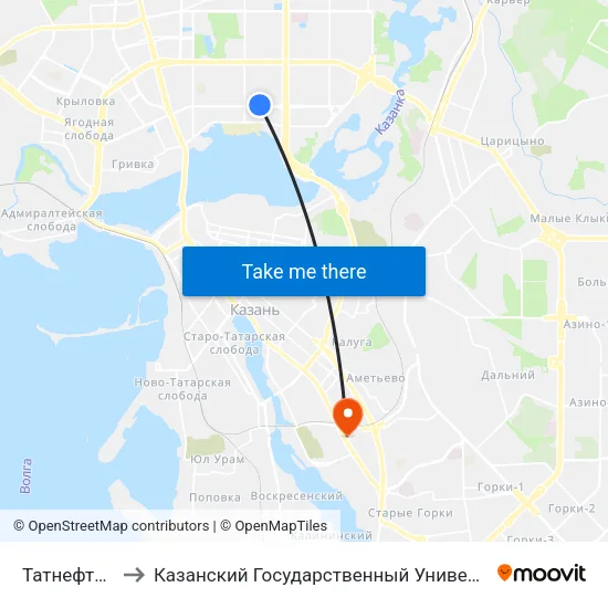 Татнефть Арена-1 to Казанский Государственный Университет Культуры И Искусств map
