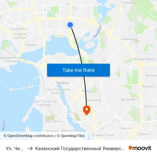 Ул. Четаева-1 to Казанский Государственный Университет Культуры И Искусств map