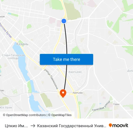Цпкио Им. Горького-2 to Казанский Государственный Университет Культуры И Искусств map