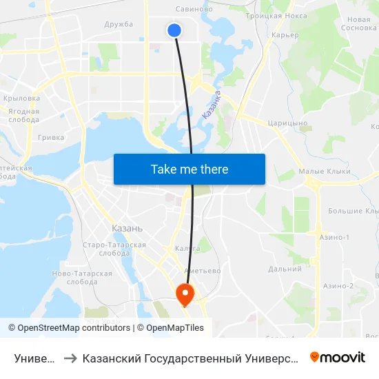 Универсам 2 to Казанский Государственный Университет Культуры И Искусств map