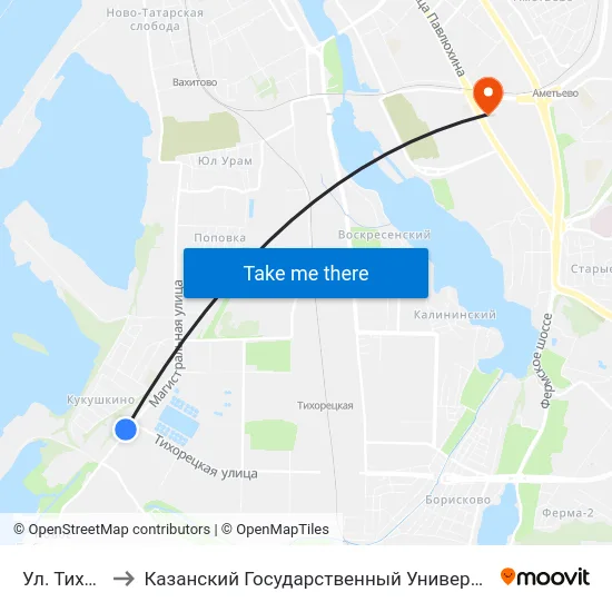 Ул. Тихорецкая to Казанский Государственный Университет Культуры И Искусств map