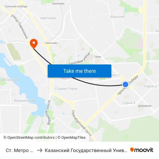 Ст. Метро Пр. Победы to Казанский Государственный Университет Культуры И Искусств map