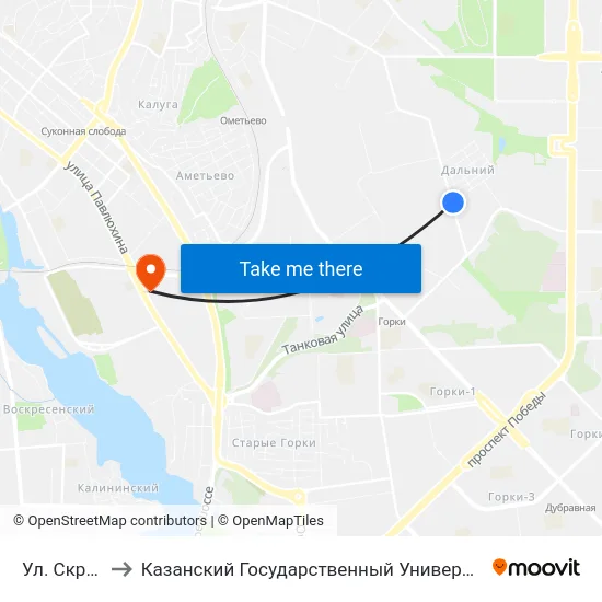 Ул. Скрябина-1 to Казанский Государственный Университет Культуры И Искусств map