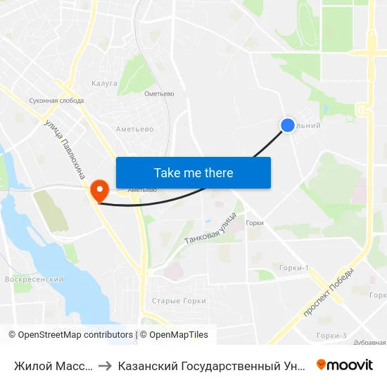 Жилой Массив Дальний-1 to Казанский Государственный Университет Культуры И Искусств map