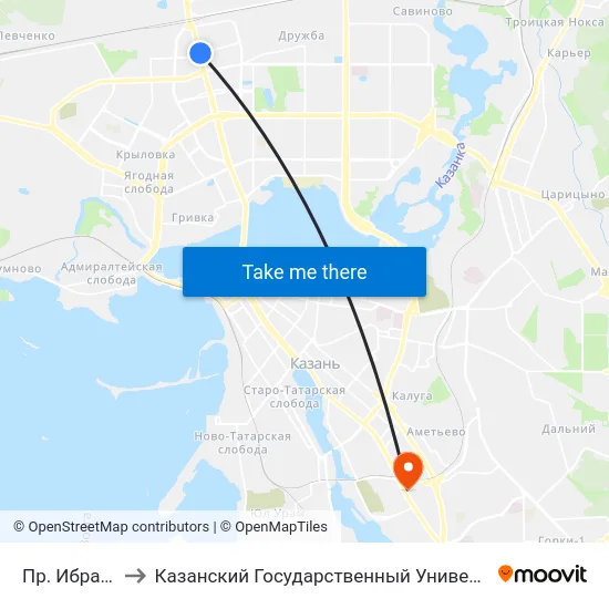 Пр. Ибрагимова-2 to Казанский Государственный Университет Культуры И Искусств map