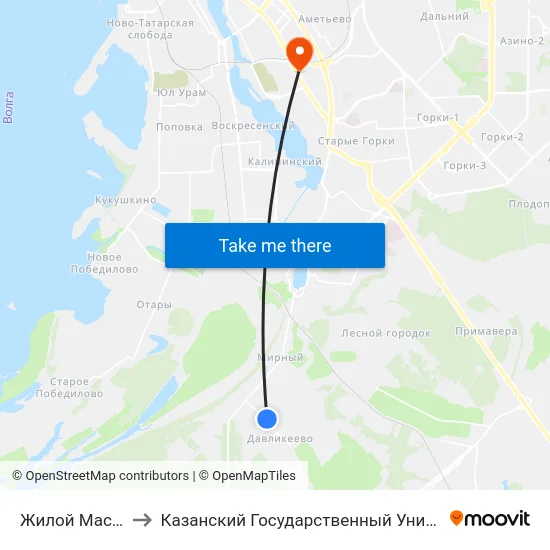 Жилой Массив Мирный to Казанский Государственный Университет Культуры И Искусств map