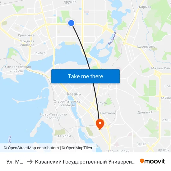 Ул. Мусина to Казанский Государственный Университет Культуры И Искусств map