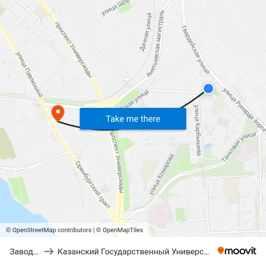 Завод Жби-2 to Казанский Государственный Университет Культуры И Искусств map