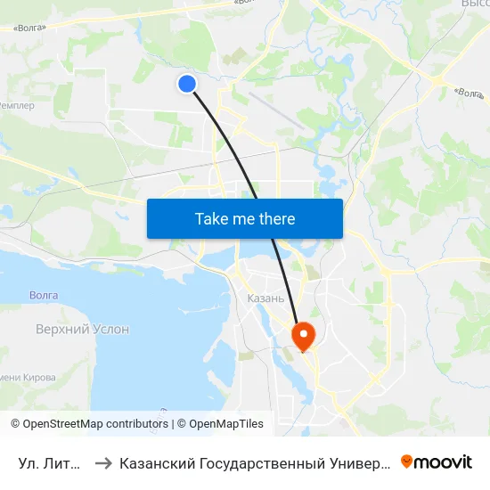 Ул. Литвинова-1 to Казанский Государственный Университет Культуры И Искусств map
