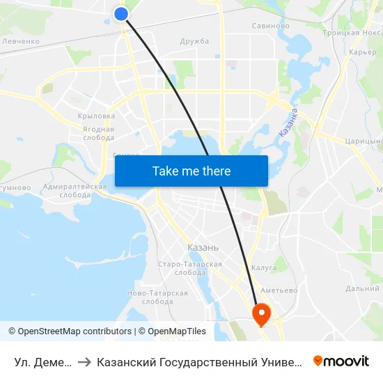 Ул. Дементьева-5 to Казанский Государственный Университет Культуры И Искусств map