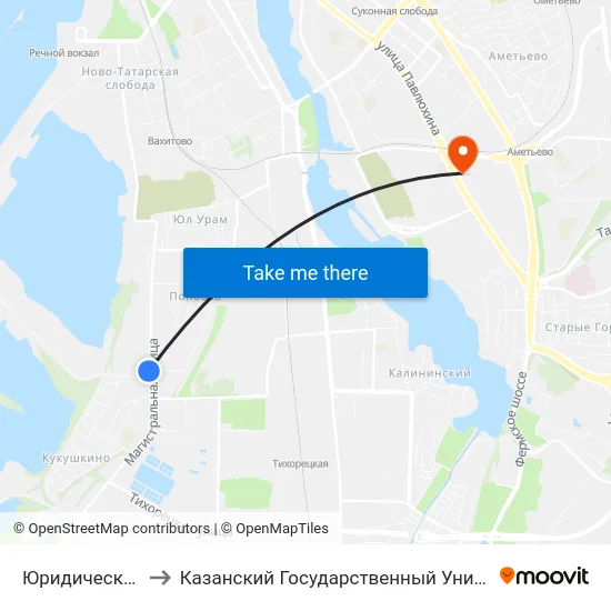 Юридическая Академия to Казанский Государственный Университет Культуры И Искусств map