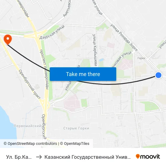 Ул. Бр.Касимовых-2 to Казанский Государственный Университет Культуры И Искусств map