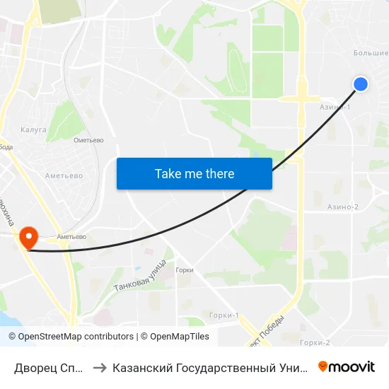 Дворец Спорта Ак Буре to Казанский Государственный Университет Культуры И Искусств map
